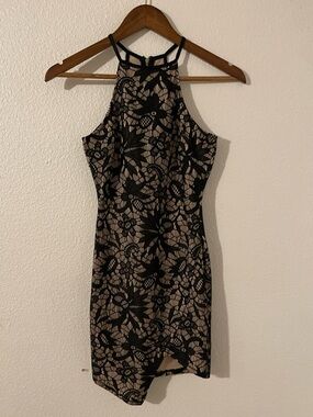 Papaya Womens Black Lace Overlay Mini Dress Size Small Sleeveless Cocktail Party